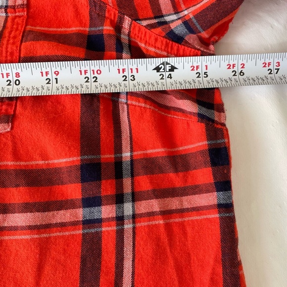 Old Navy Women’s XXL cotton flannel long sleeve button down shirt blue orange - Picture 9 of 10
